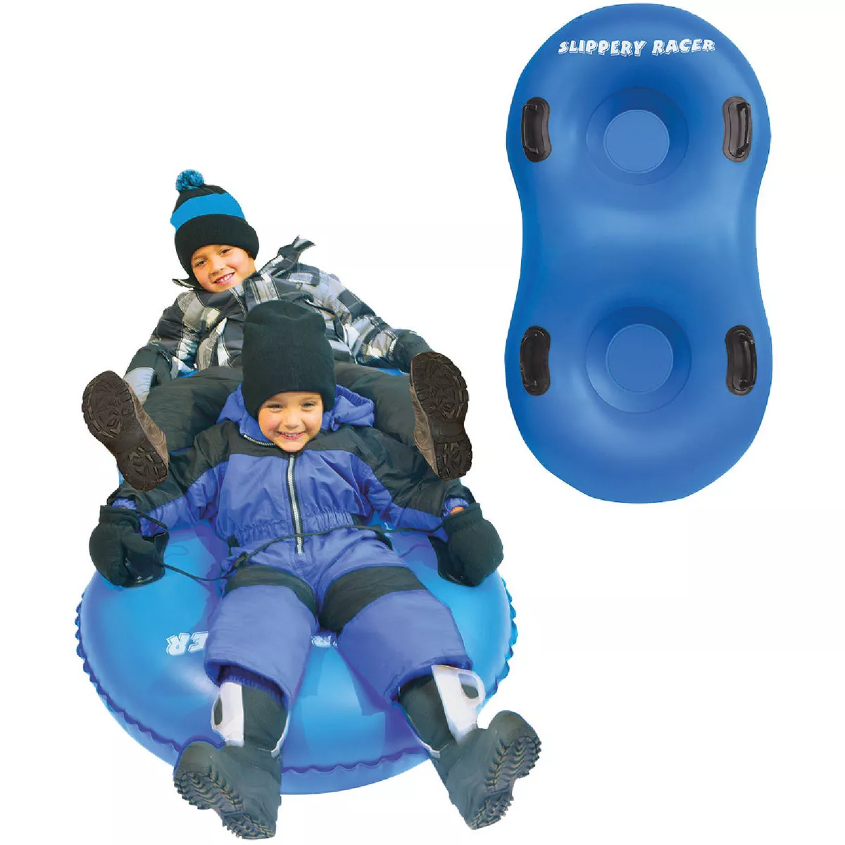 Slippery Racer AirDual Blue PVC 60 In. 2-Person Inflatable Snow Tube-