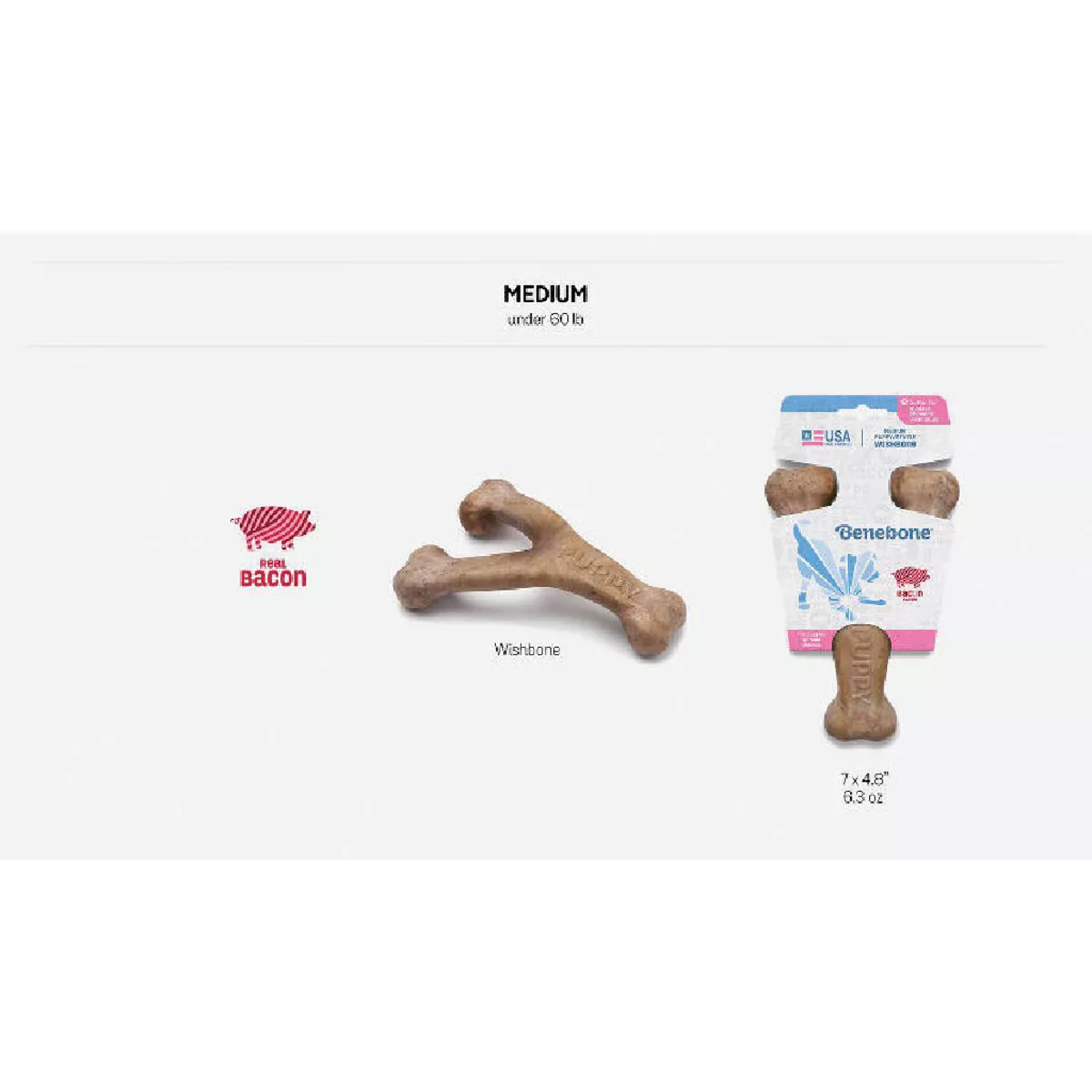 Benebone Medium Bacon Wishbone Puppy Chew