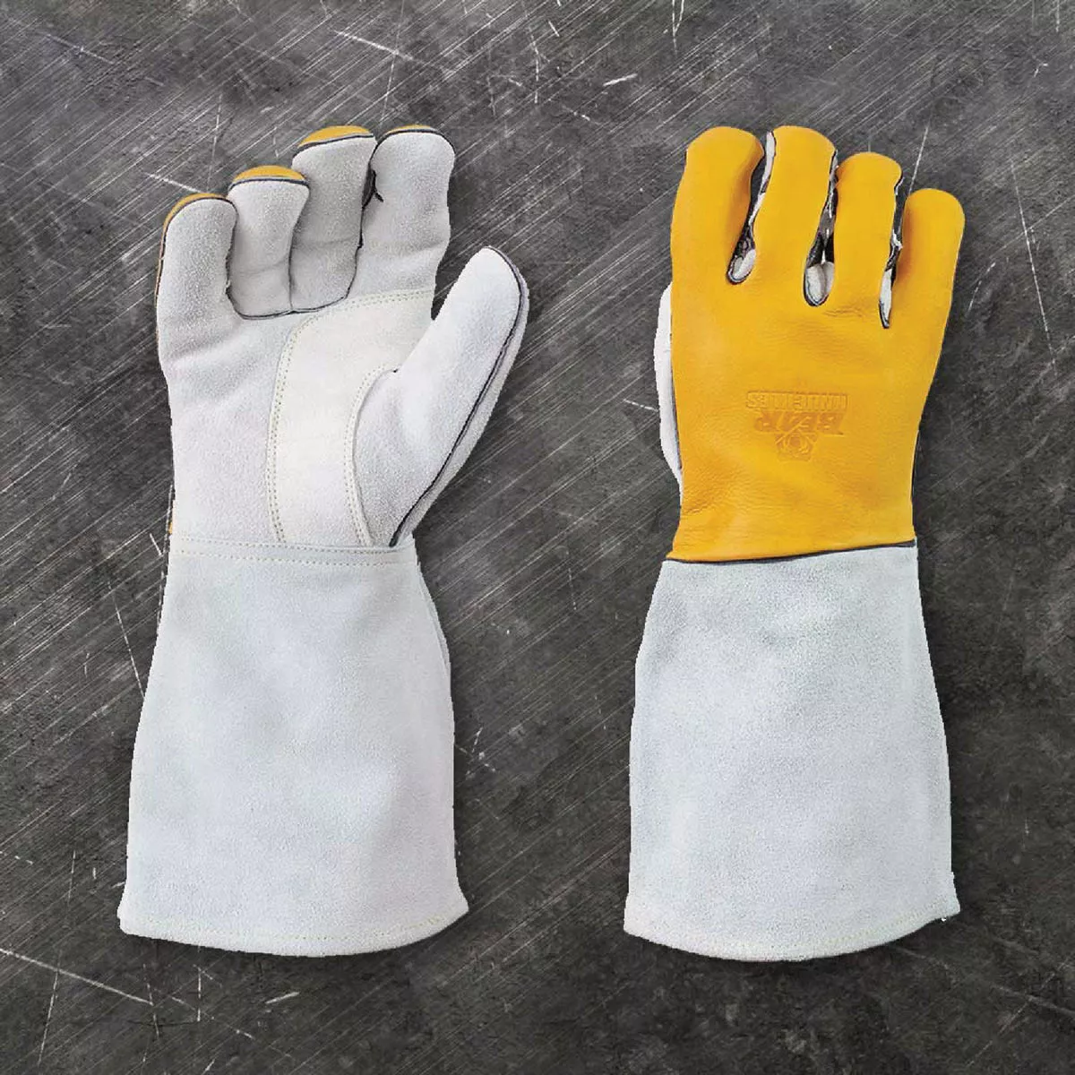 Bear Knuckles Large Stick/MIG Cowhide Welding Glove with 7 In. Cuff, Precurved Finger Design