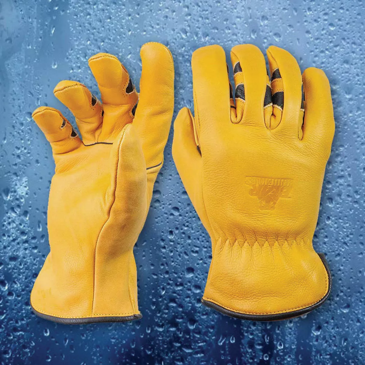 Bear Knuckles Large Water-Resistant Cowhide Driver Glove, Yellow, Precurved Finger Design