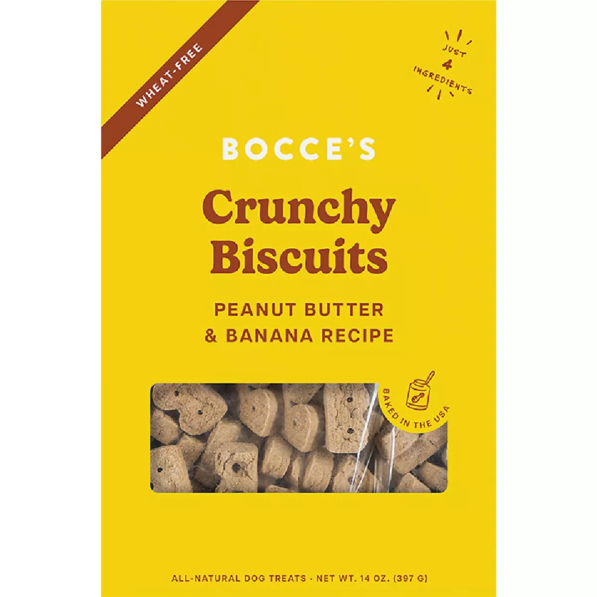 Bocce's 14 Oz. Crunchy PB & Banana Biscuits Dog Treat
