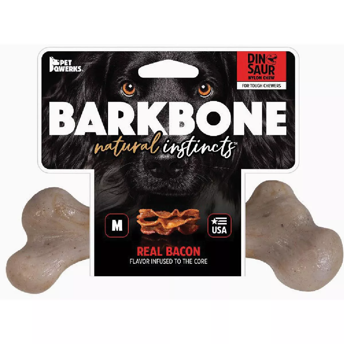 Pet Qwerks BarkBone Medium Bacon Dog Bone-