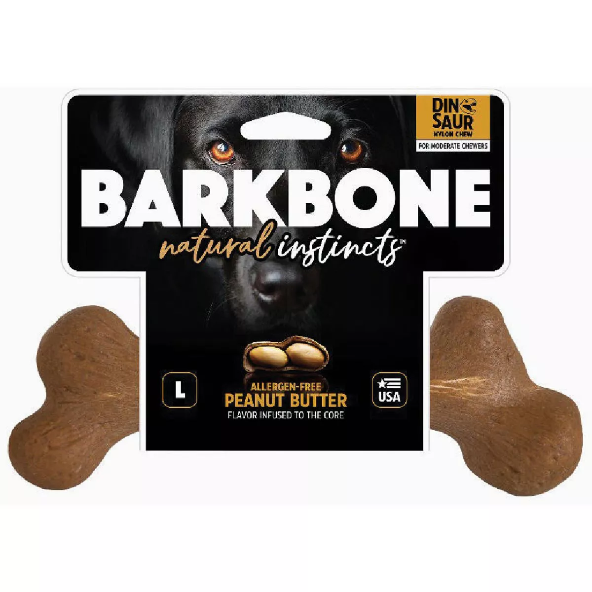 Pet Qwerks BarkBone Large Peanut Butter & Wood Dog Bone-