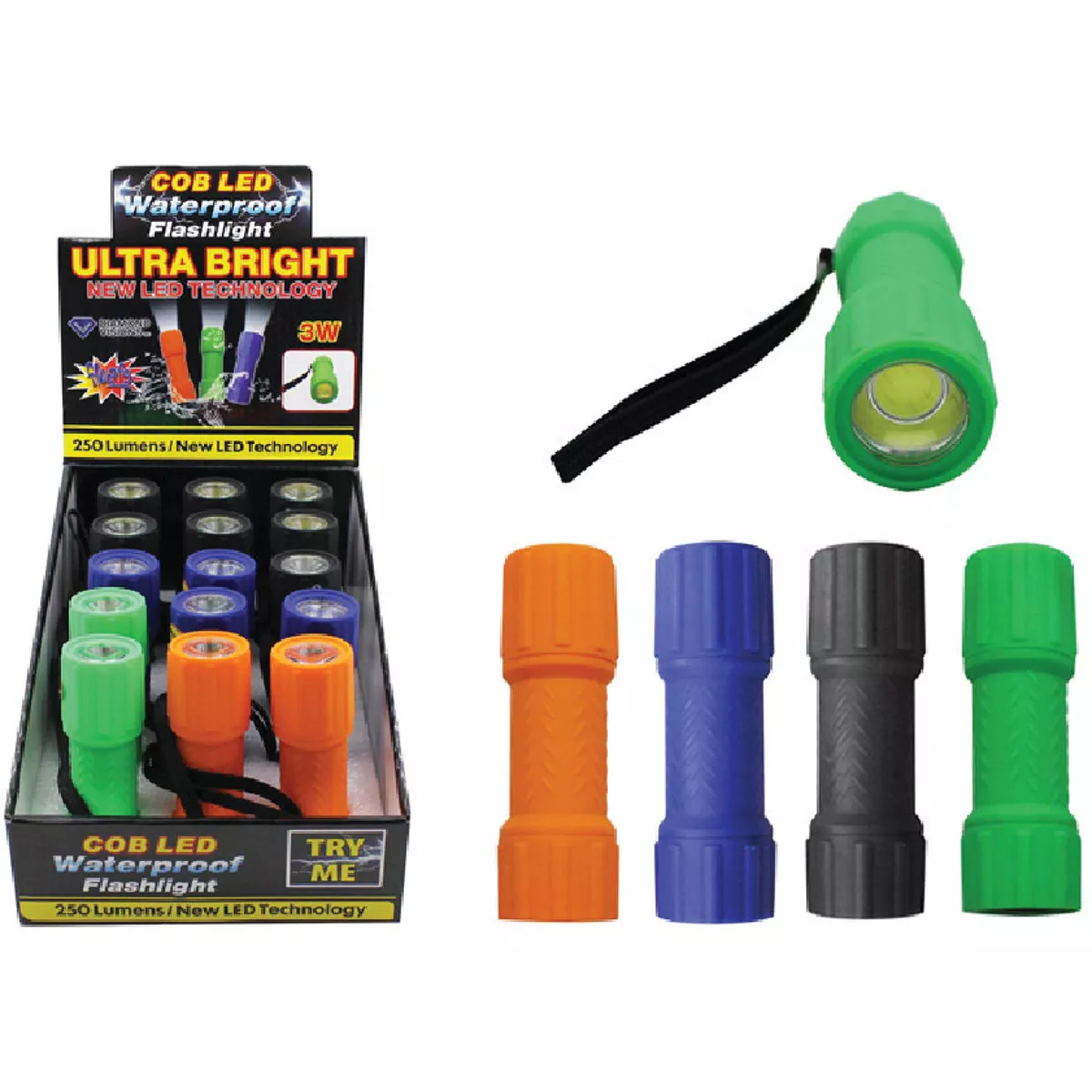 Diamond Visions 200 Lumen Plastic Assorted LED Waterproof Flashlight-