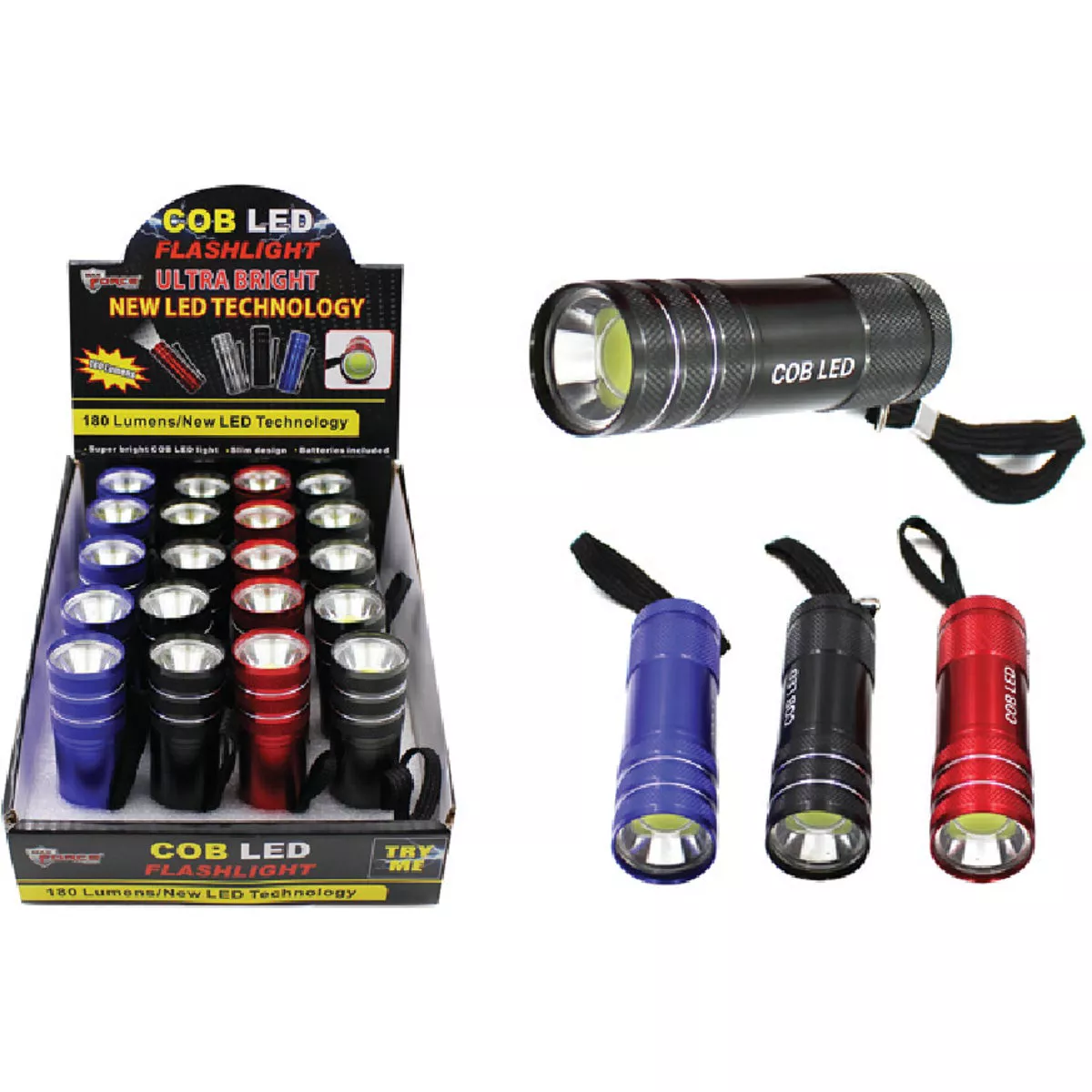 Diamond Visions 200 Lumen Metal Assorted LED Promo Cob Flashlight