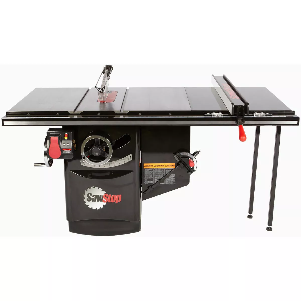 SawStop 5 HP 3-Phase 480V Industrial Cabinet Table Saw with 36 In. Industrial T-Glide Fence System, Rails & Extension Table