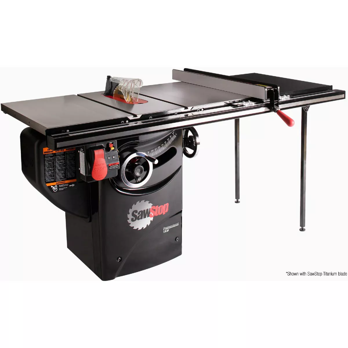 SawStop 1.75 HP 120V Professional Cabinet Table Saw with 36 In. Professional T-Glide Fence System, Rails & Extension Table