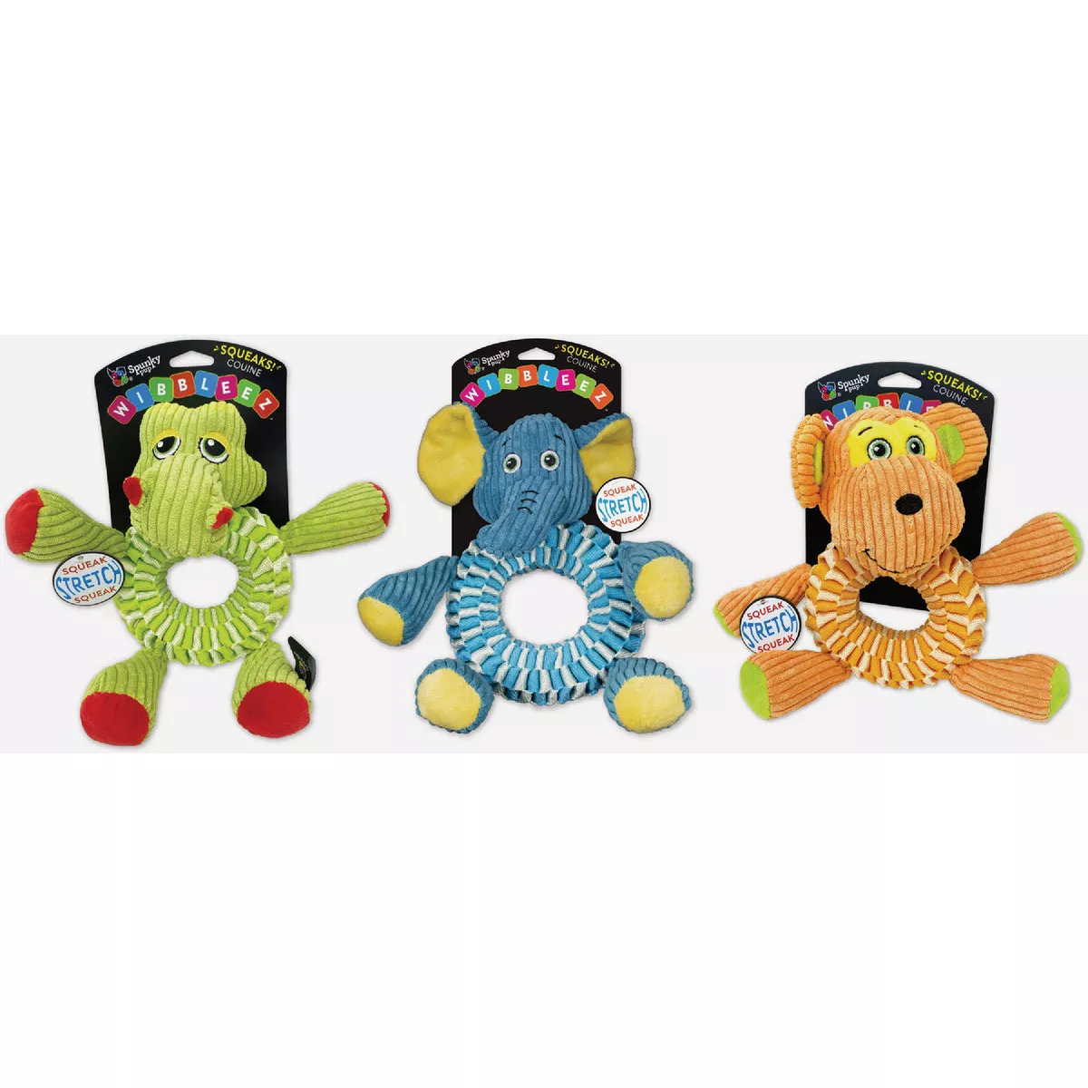 Spunky Pup Wibbleez Round Stretch & Squeak Dog Toy-