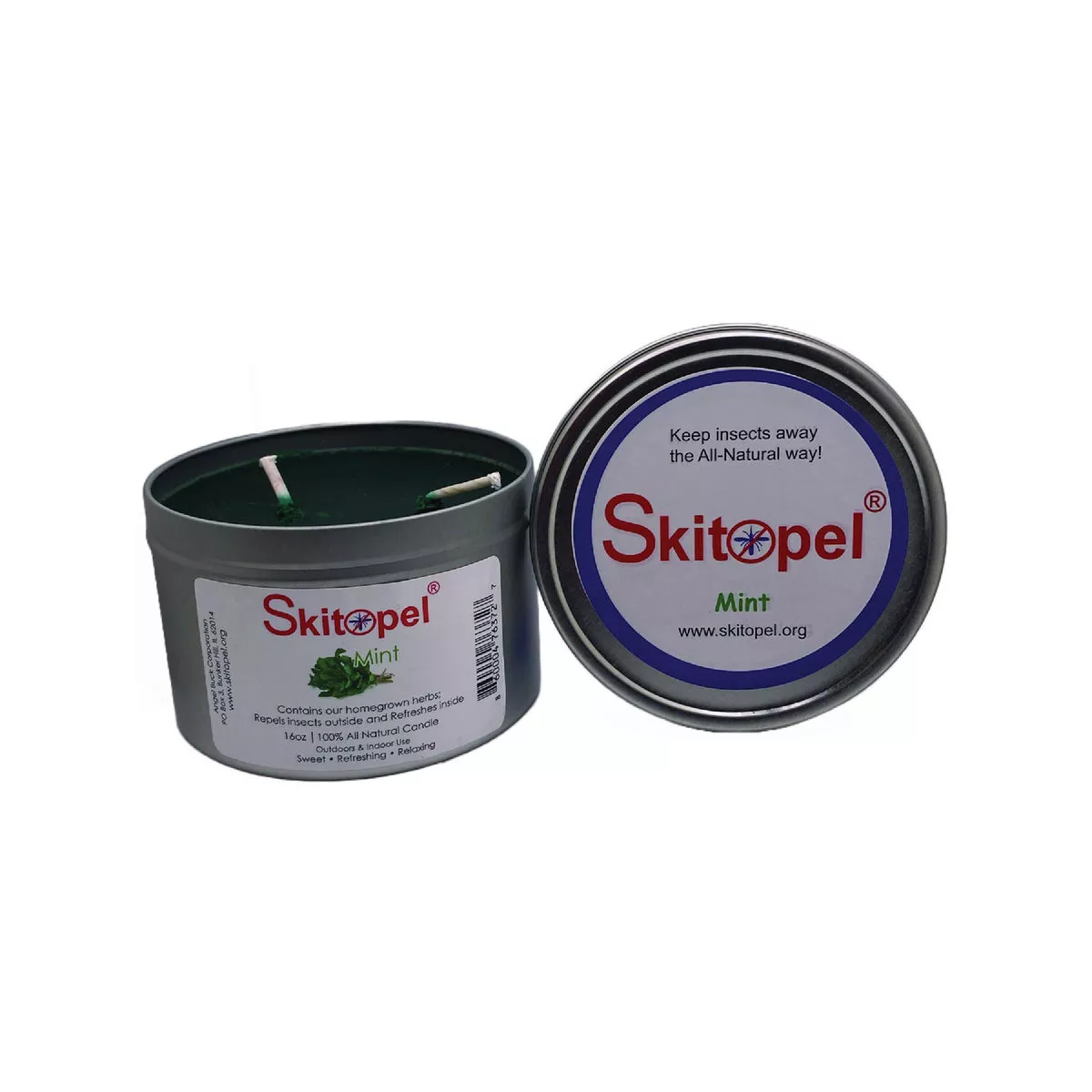 Skitopel 16 Oz. Mint 100% All-Natural Insect Repellent Candle
