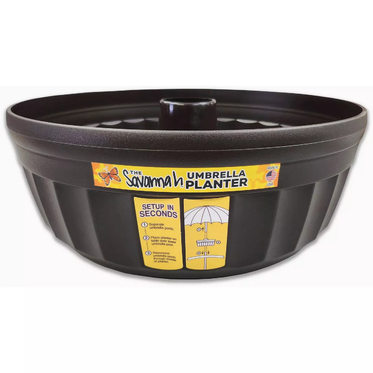 Savannah 15 In. Brown Round Umbrella Planter