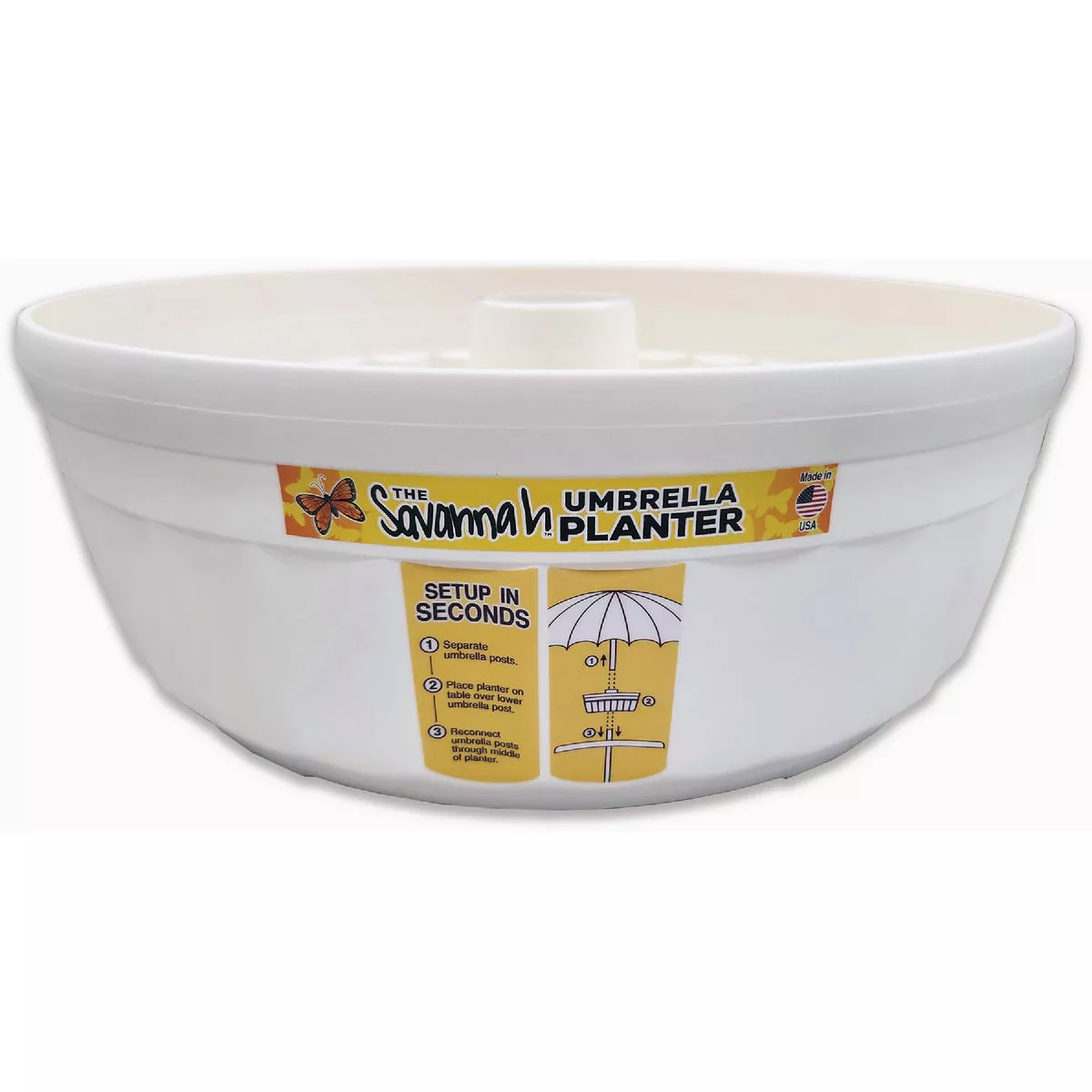 Savannah 15 In. White Round Umbrella Planter