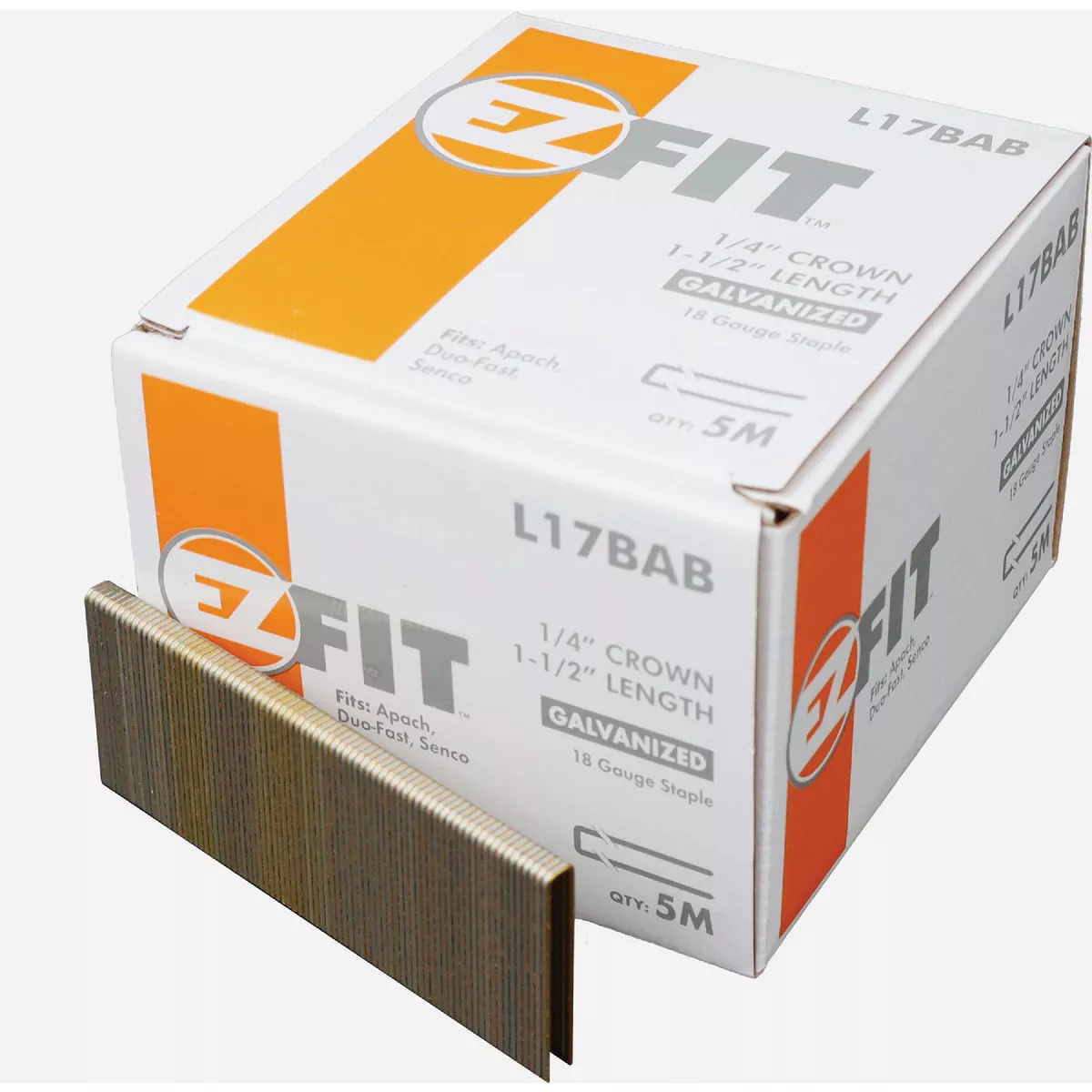 EZ Fit Senco 1/4 In. x 1-1/2 In. 18-Gauge Electro Galvanized Crown Staple (5000 Ct.)