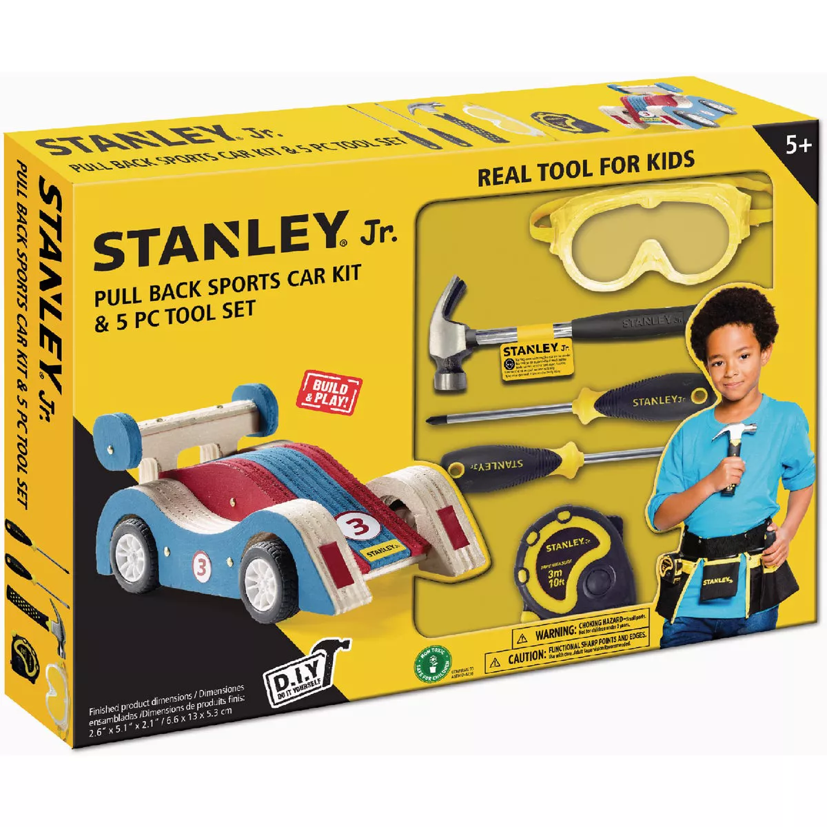 Stanley Jr. Pull Back Sports Car Kit & 5 Piece Tool Set