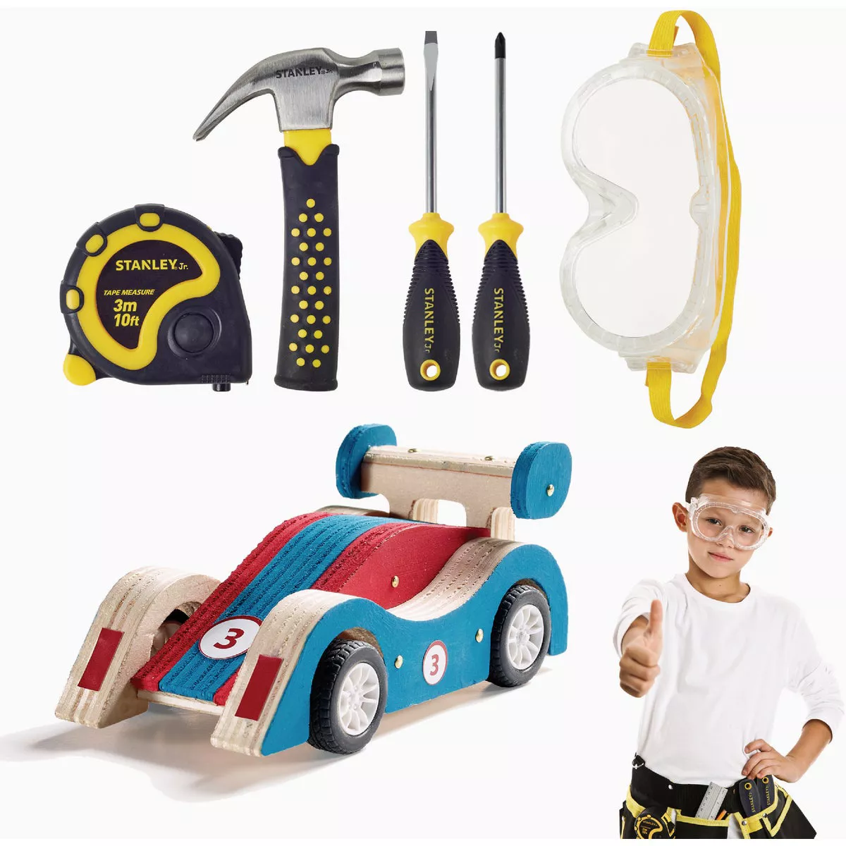 Stanley Jr. Pull Back Sports Car Kit & 5 Piece Tool Set - photo 2