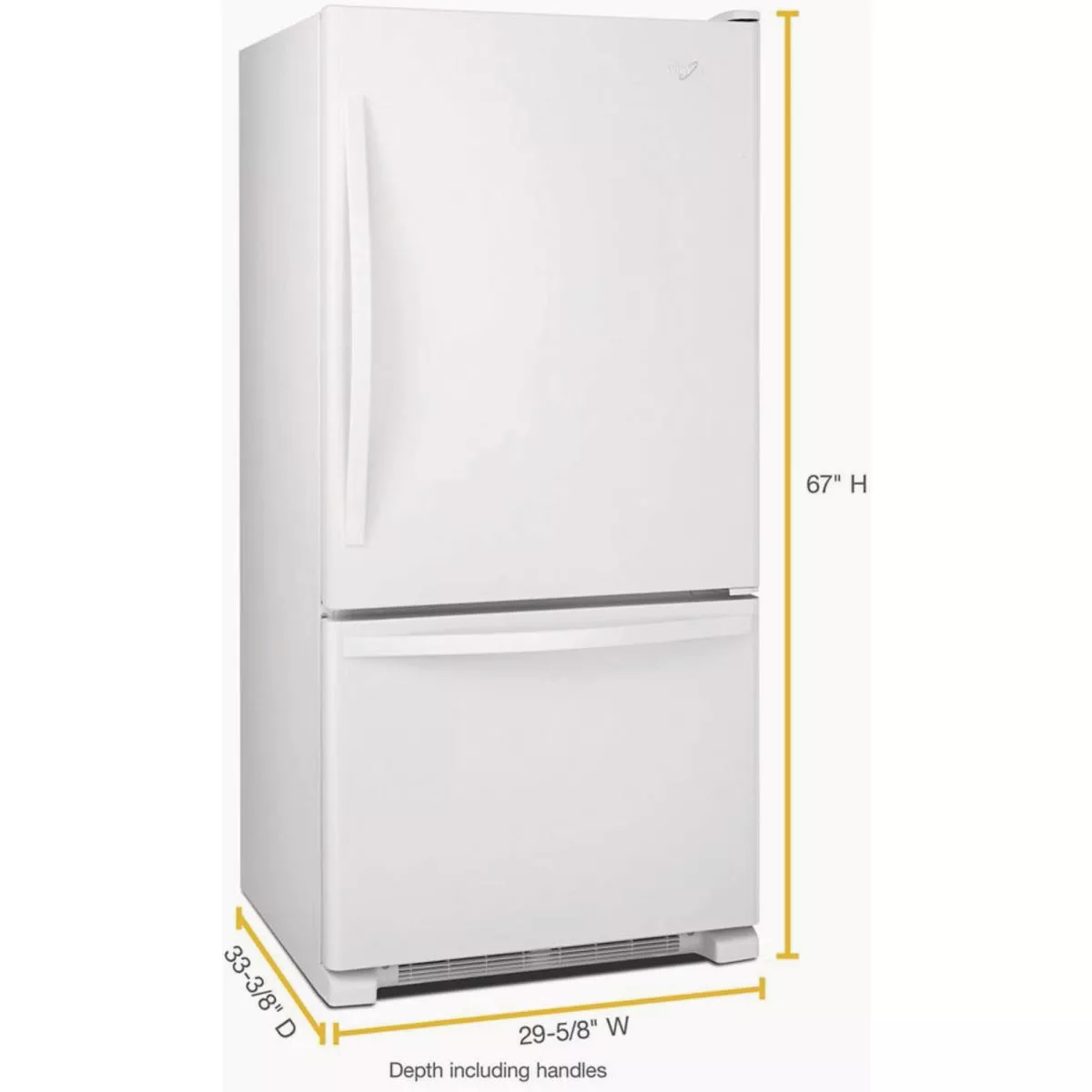 Whirlpool 30 In. 18.7 Cu. Ft. Bottom Freezer Refrigerator, White - photo 2
