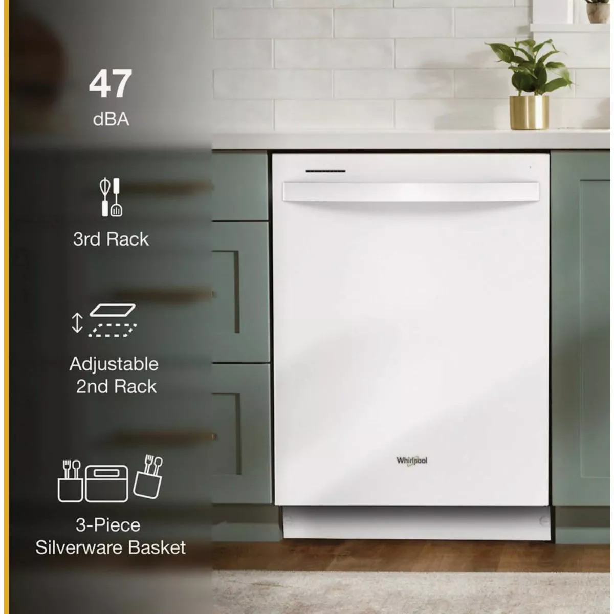 Whirlpool 24 In. Built-In Dishwasher with AI Intelligent Wash and 3rd Rack, White - photo 3