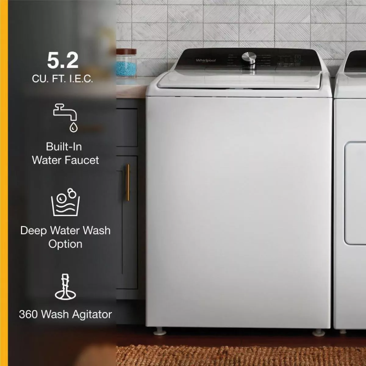 Whirlpool 4.5 Cu. Ft. Top-Load Washer with Built-In Faucet, White - photo 4