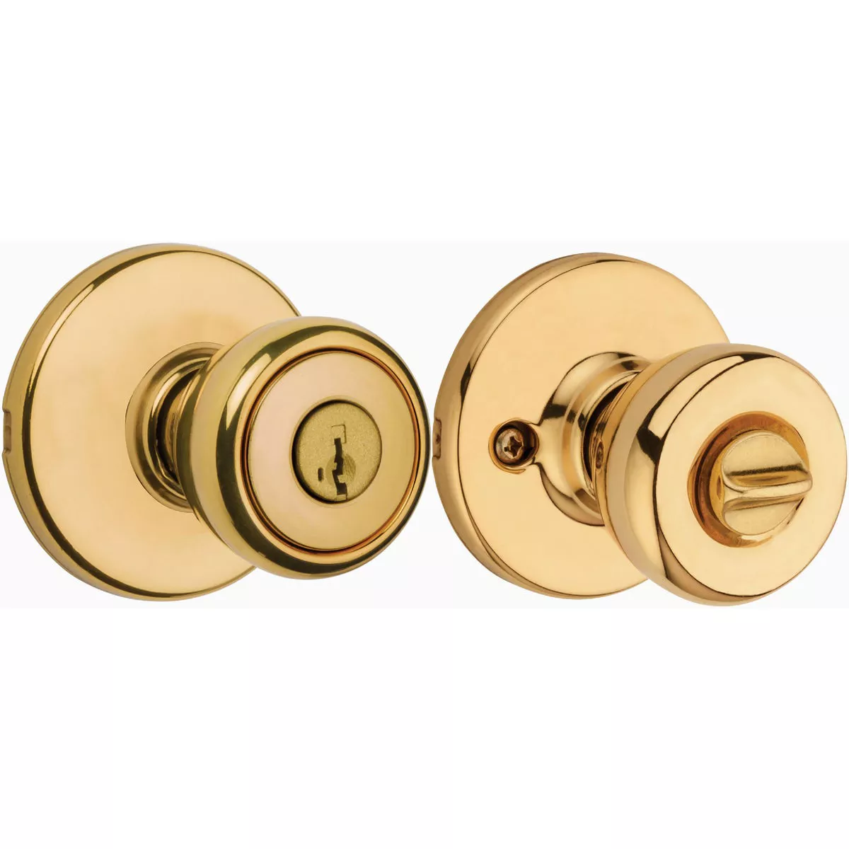 Kwikset Tylo Polished Brass SmartKey Entry Door Knob Lockset