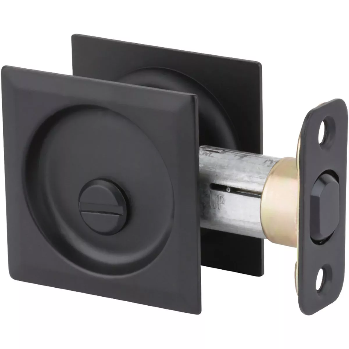 Kwikset Iron Black Square Privacy Pocket Door Lock