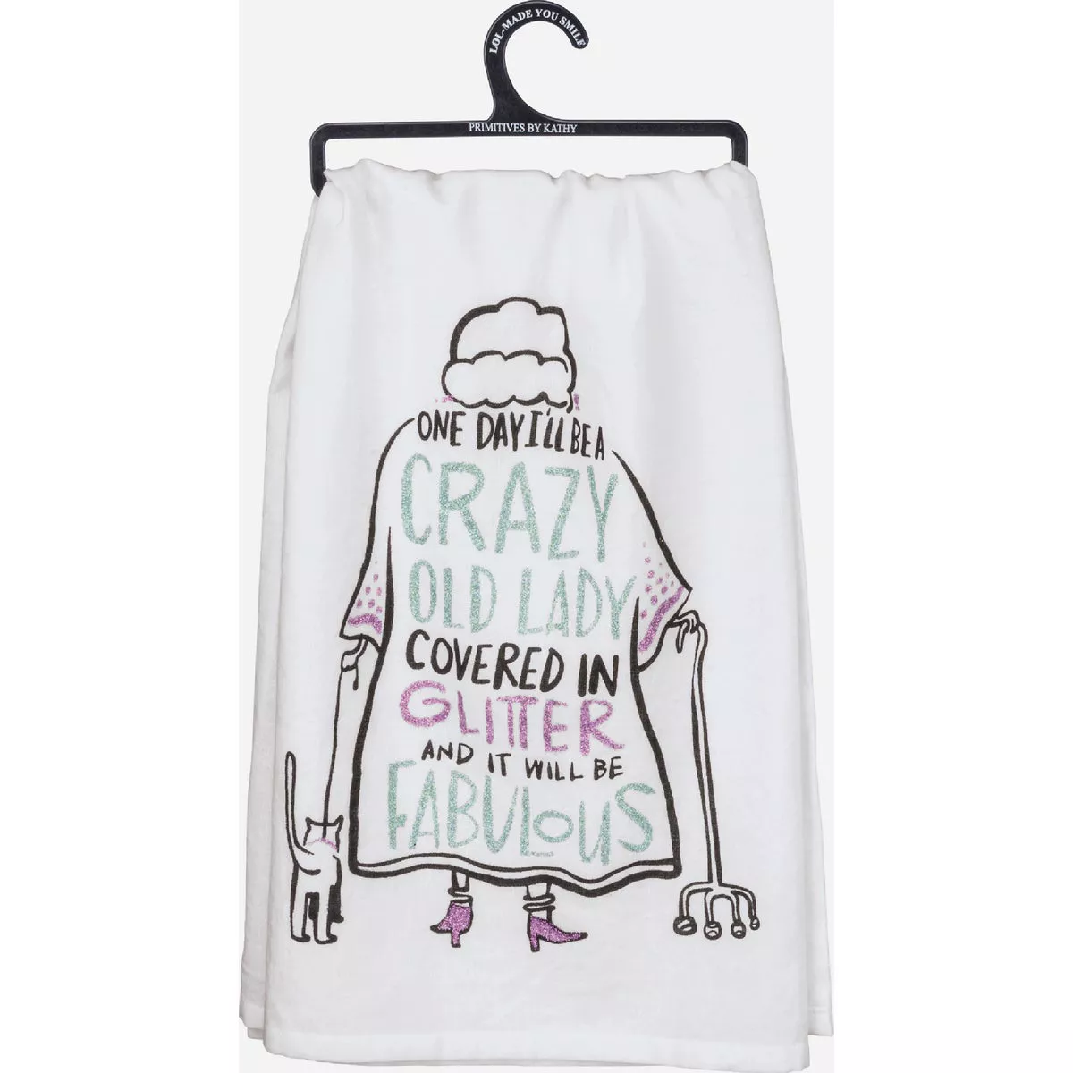 Primitives by Kathy Cotton/Glitter Crazy Lady Kitchen Towel