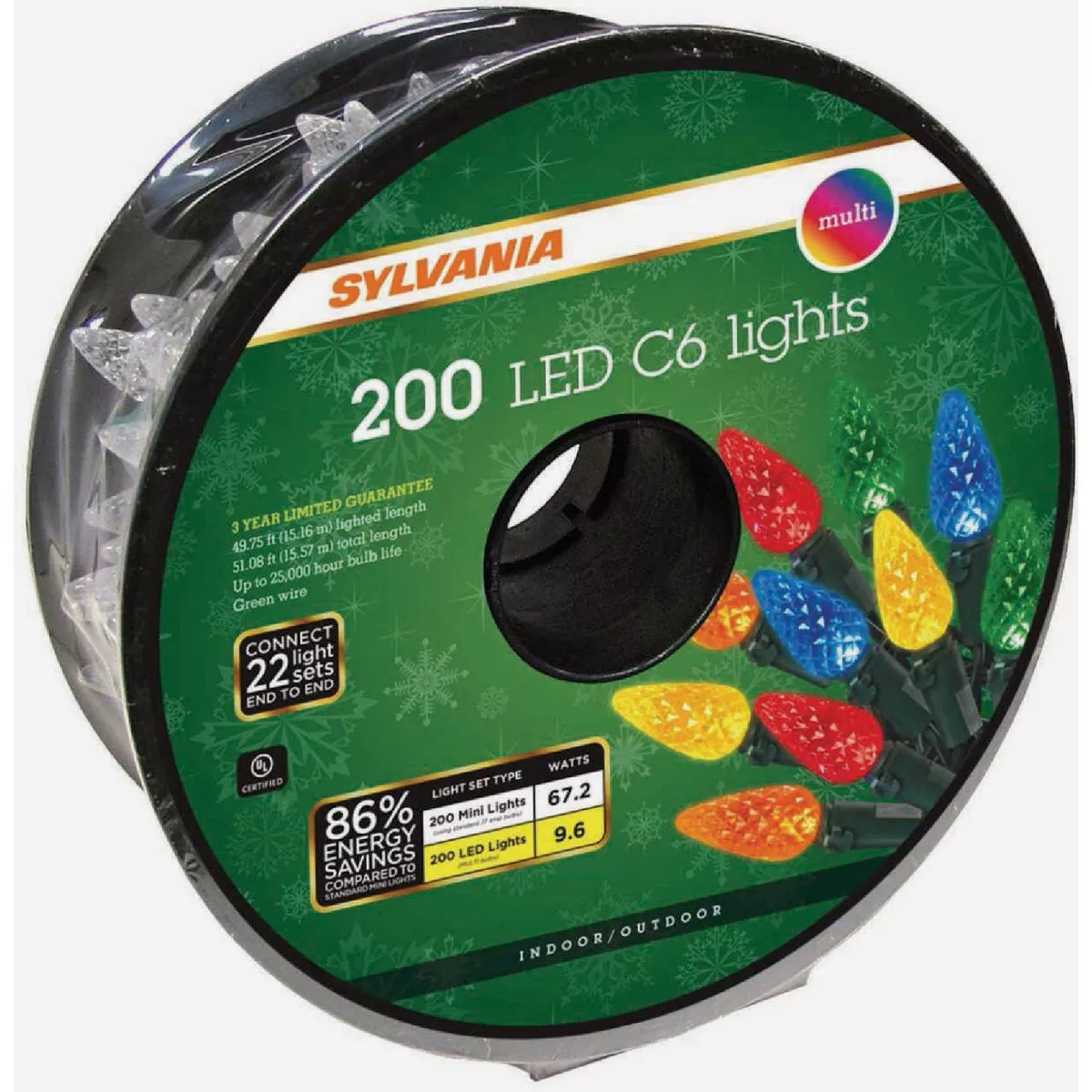Sylvania Multi 200-Bulb C6 LED String Light Set