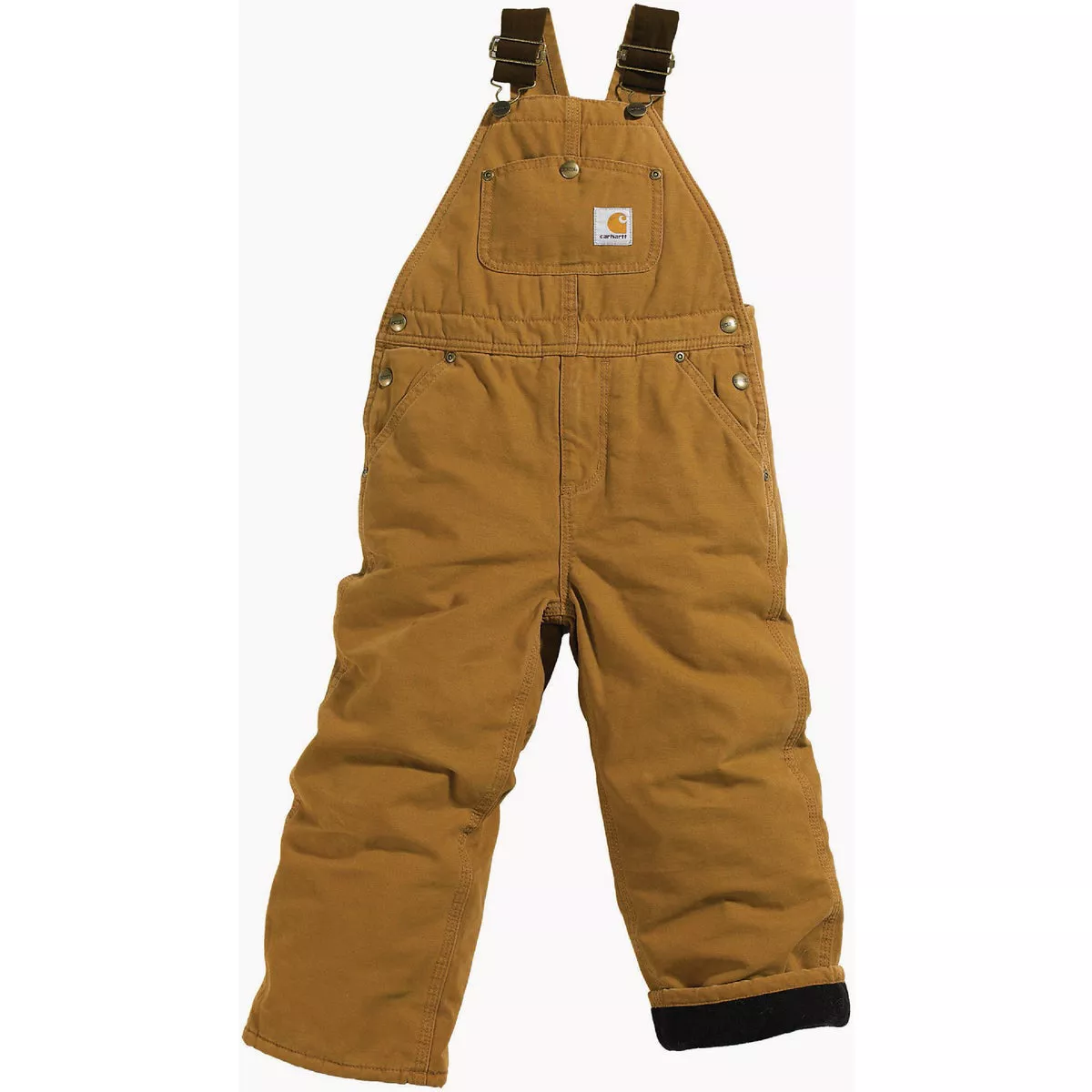 Carhartt Boys' 8 Brown Duck Quilt Lined Bib Overall