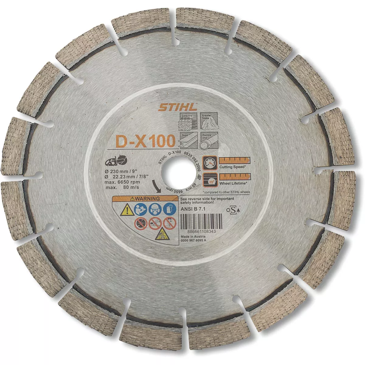 STIHL D-X 100 Premium Grade Diamond Cut-Off Wheel for Hard Stone/Concrete