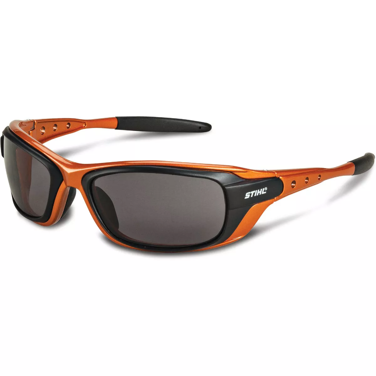 STIHL Two-Tone Work Orange Black Frame Safety Glasses with Smoke Lenses