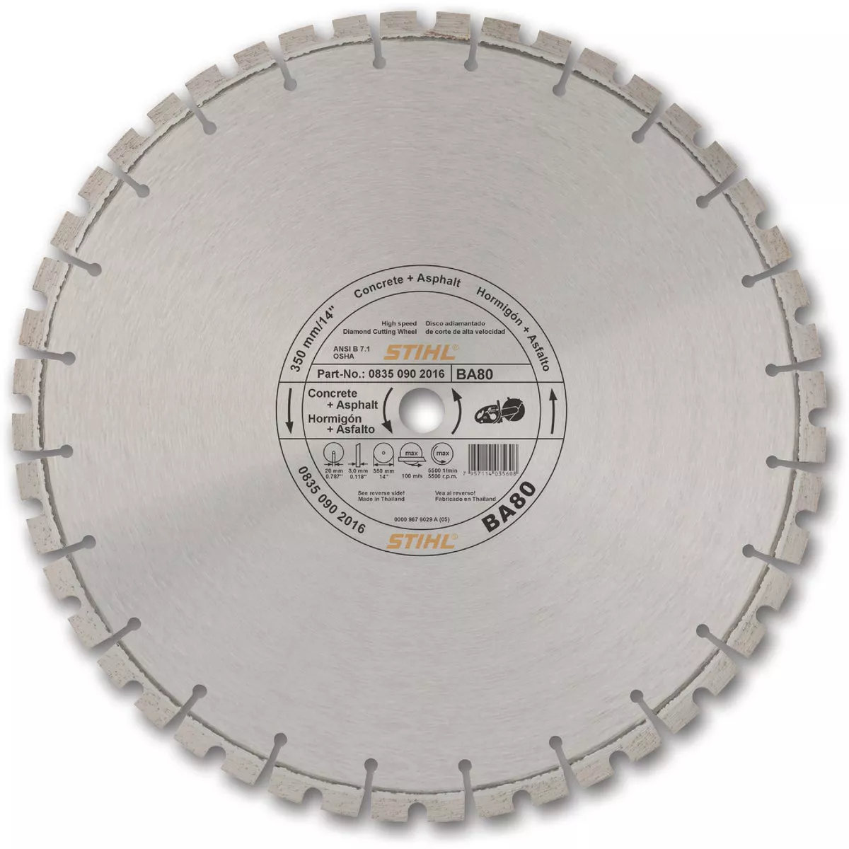 STIHL D-BA 80 14 In. Premium Grade Diamond Cut-Off Wheel for Asphalt/Concrete