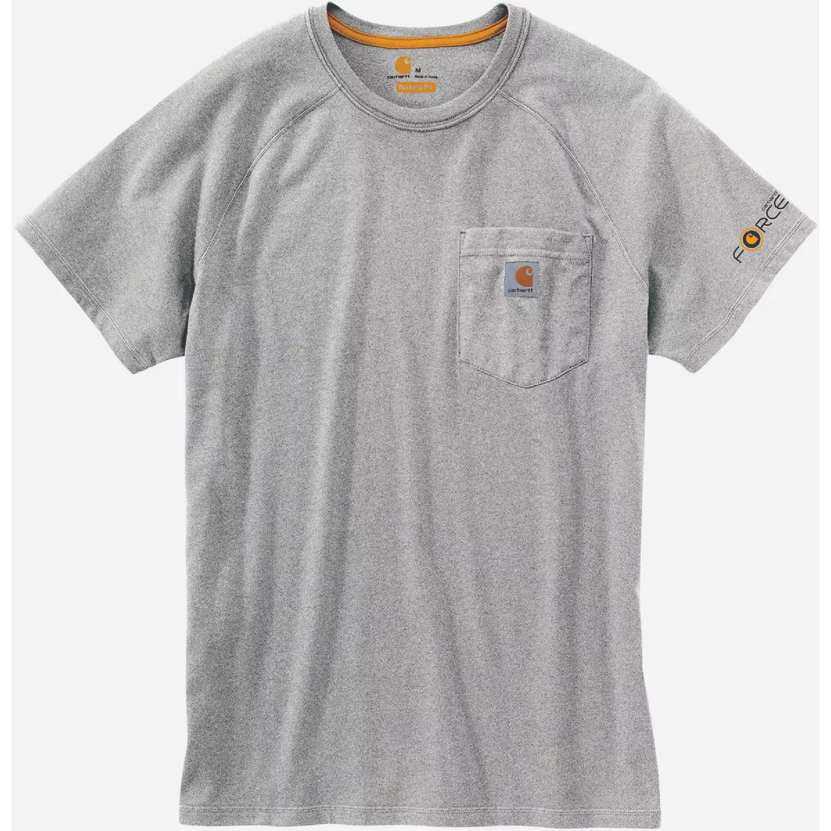 Carhartt Force Men's Small Regular Heather Gray Short Sleeve Midweight Pocket T-Shirt, Relaxed Fit