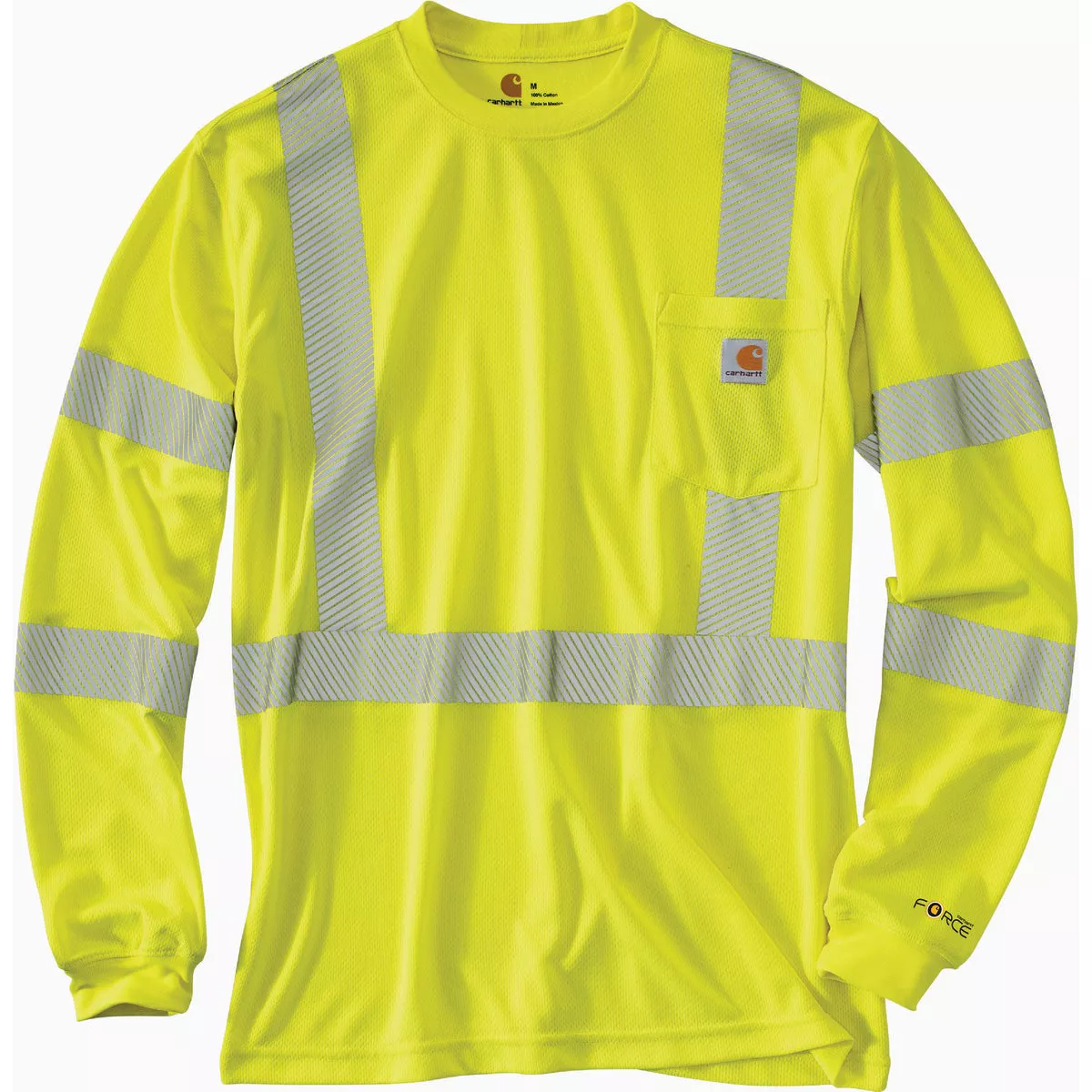 Carhartt Force Men's Class 3 Large Regular Brite Lime High-Visibility Long Sleeve Safety T-Shirt-