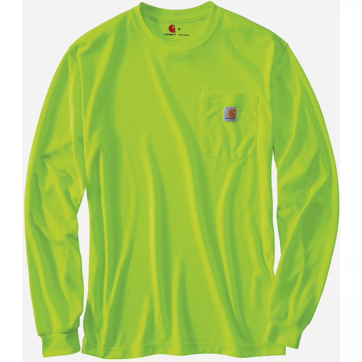 Carhartt Force Men's 2XL Tall Brite Lime Long Sleeve Color Enhanced T-Shirt, Relaxed Fit