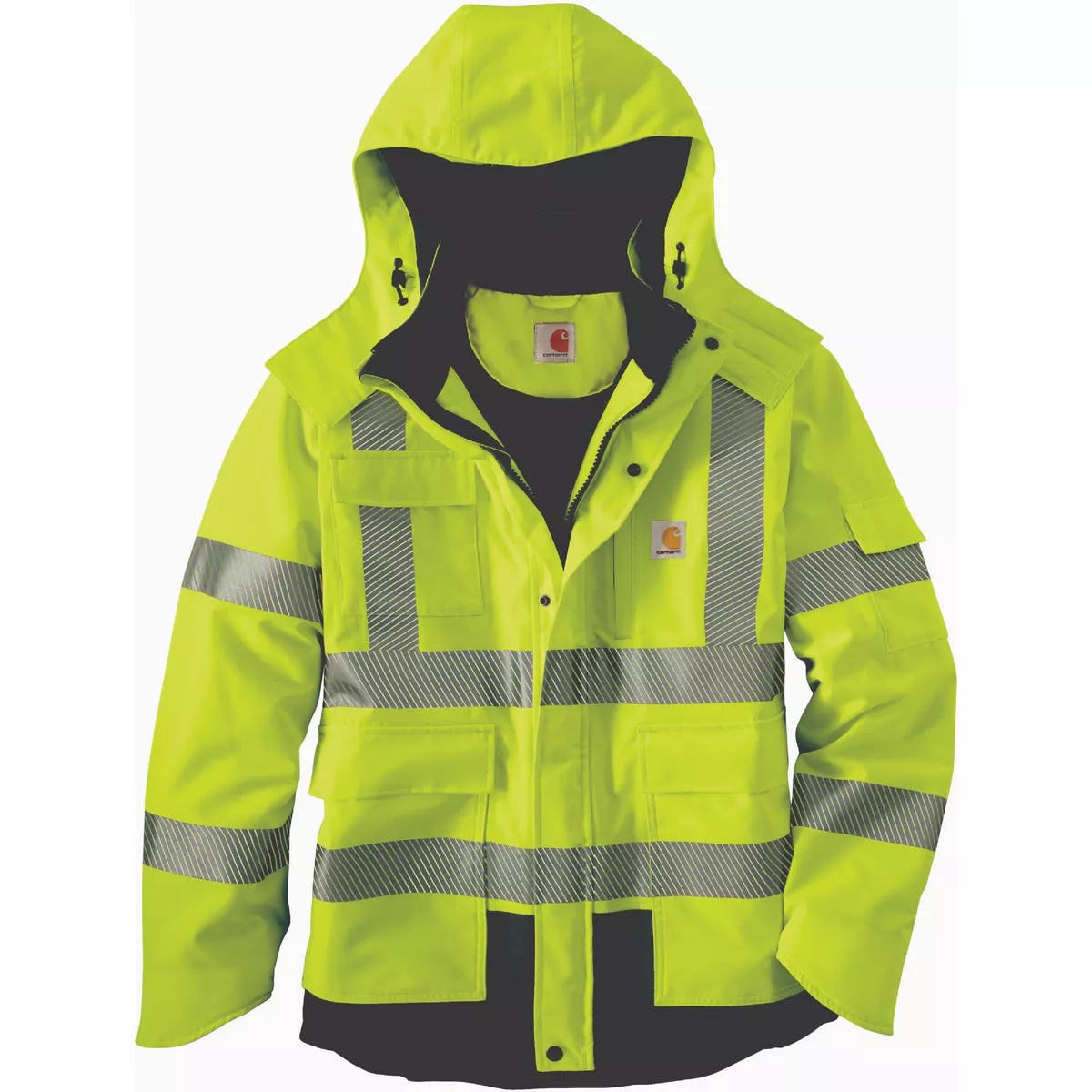Carhartt Men's 2XL Regular Class 3 Brite Lime Waterproof Sherwood Safety Jacket