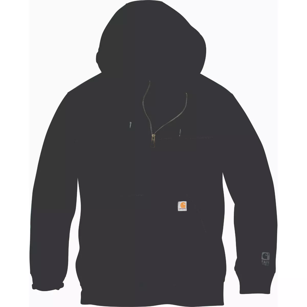 Carhartt Rain Defender Men's Large Regular Black Heavyweight Quarter Zip Sweatshirt, Loose Fit