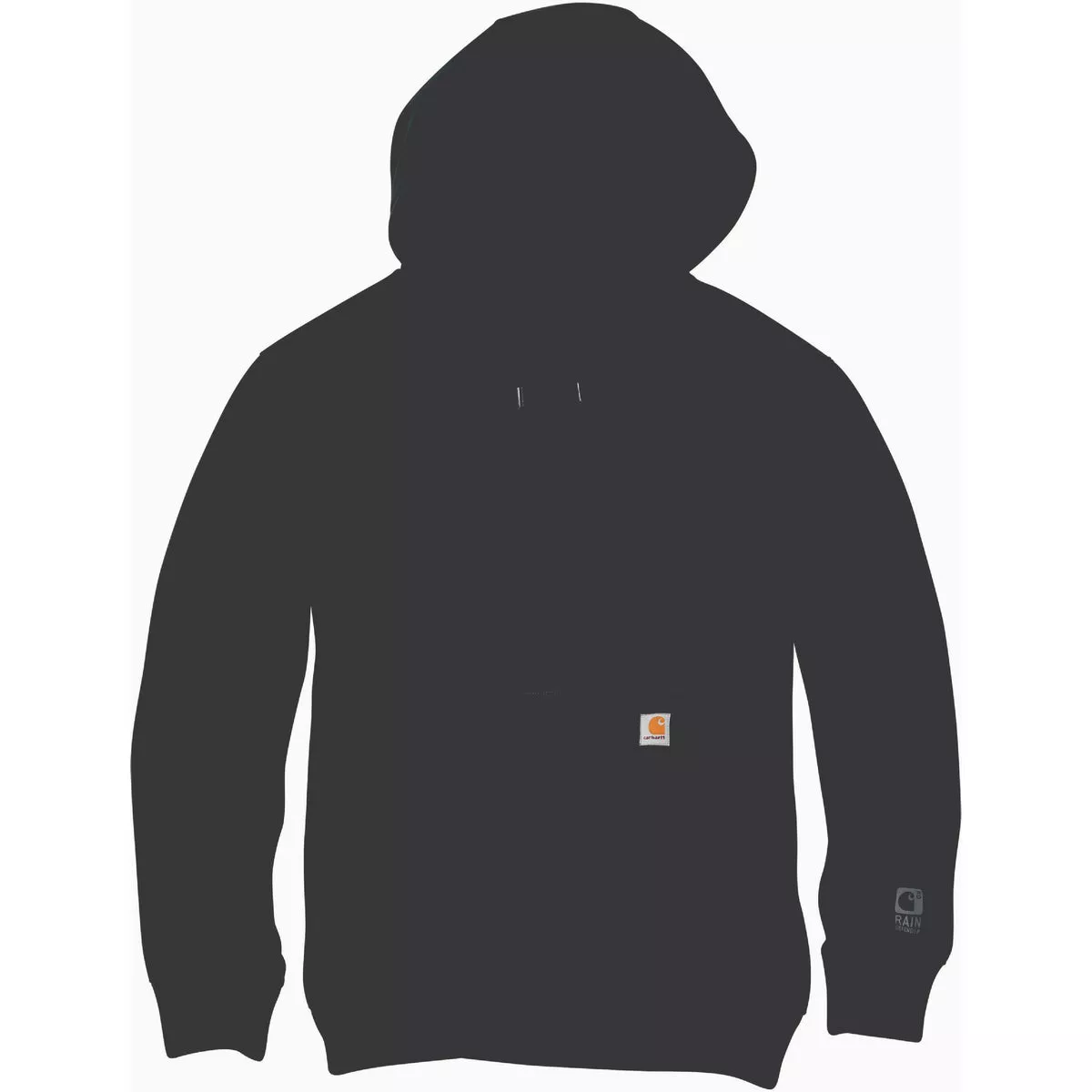 Carhartt Rain Defender Men's Medium Regular Black Heavyweight Pullover Hooded Sweatshirt, Loose Fit