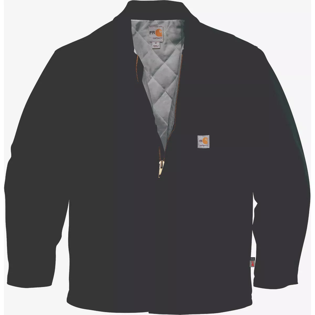 Carhartt Men's Large Regular Black Flame-Resistant Duck Quilt-Lined Traditional Coat