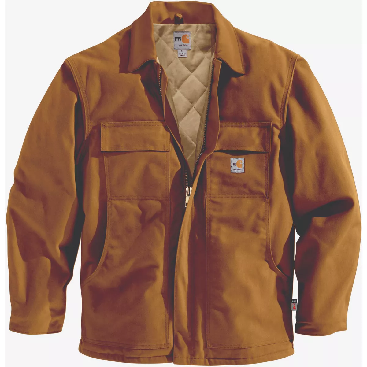 Carhartt Men's XL Regular Brown Flame-Resistant Duck Quilt-Lined Traditional Coat
