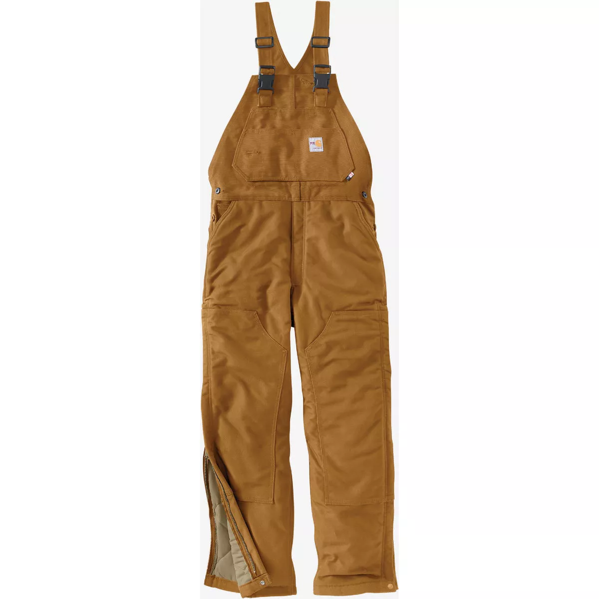 Carhartt Men's 46x28 Brown Flame-Resistant Duck Quilt-Lined Bib Overalls-