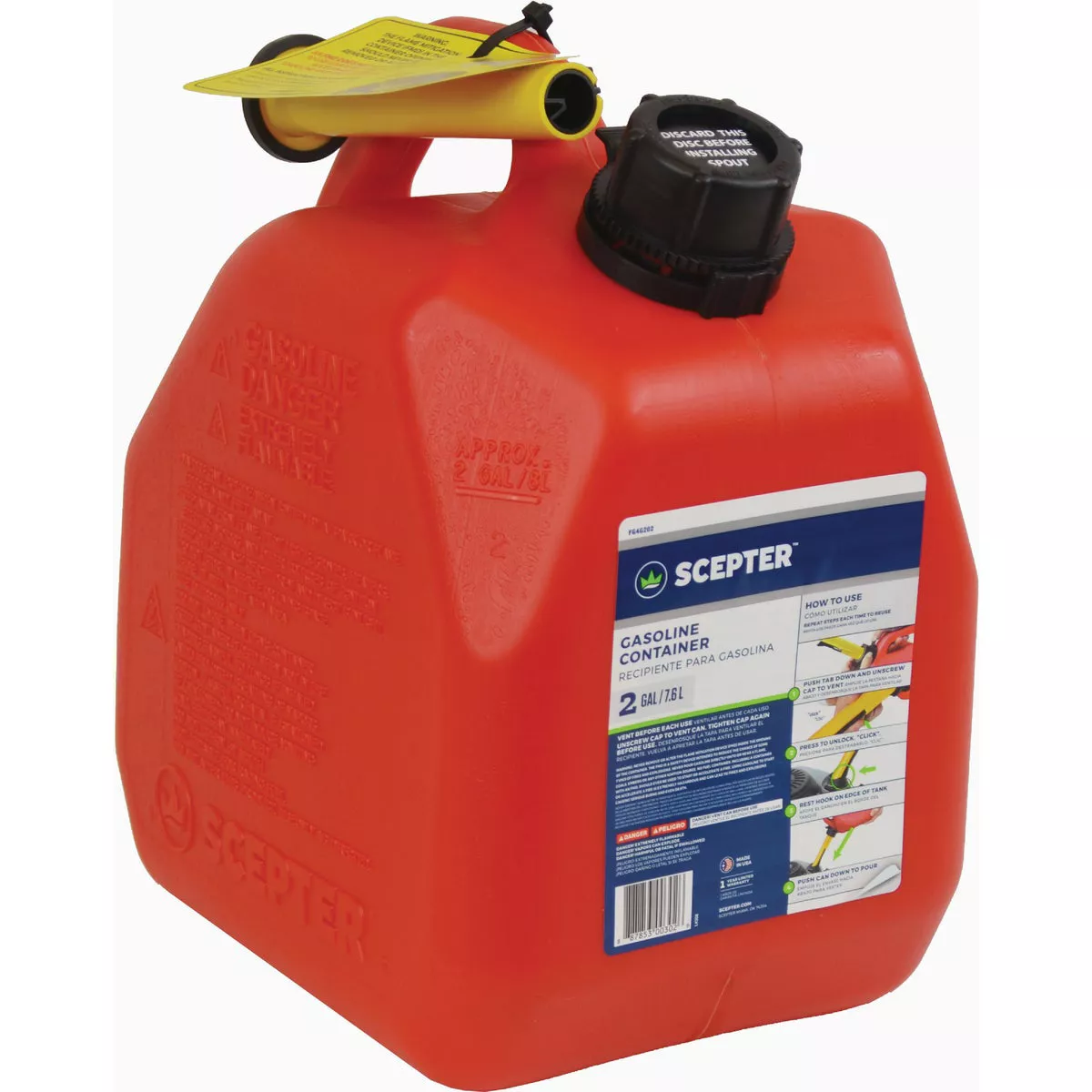 Scepter Ameri-Can 2 Gal. Plastic Gasoline Fuel Can, Red - photo 2