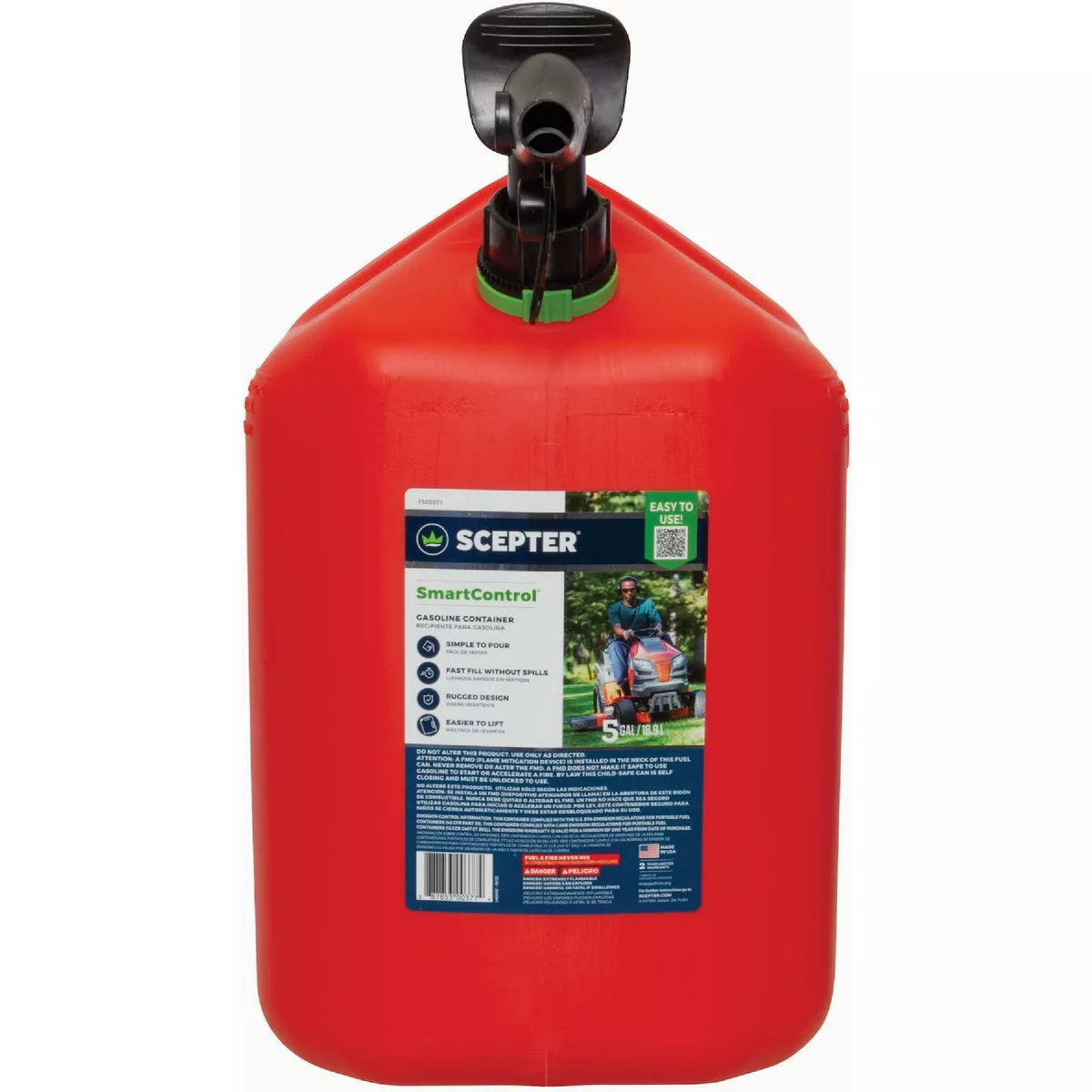 Scepter Smart Control 5 Gal. Gasoline Fuel Can, Red- - photo 3