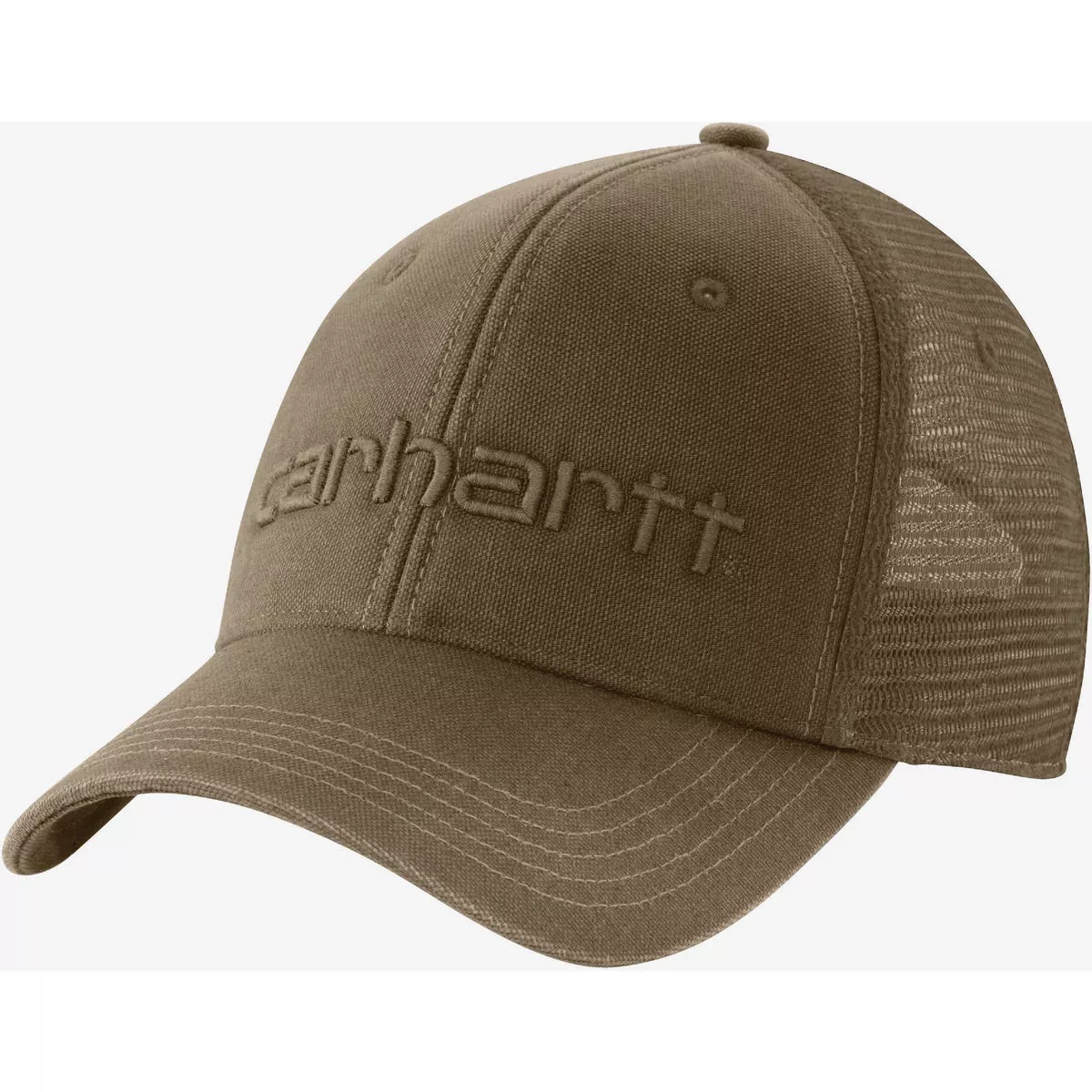 Carhartt Men's Light Brown Adjustable Canvas Mesh-Back Logo Graphic Cap