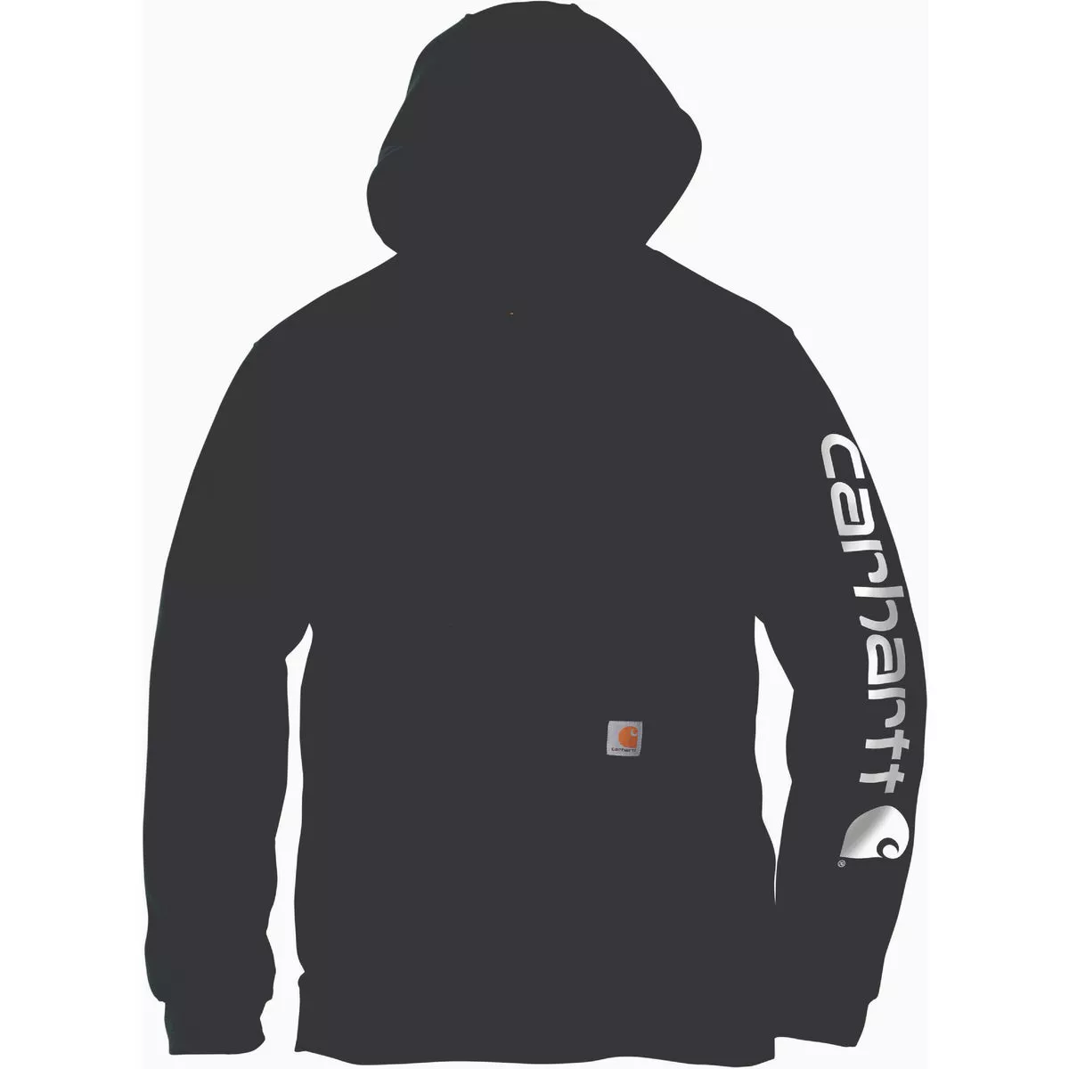 Carhartt Men's XS Regular Black Midweight Logo Sleeve Graphic Pullover Hooded Sweatshirt, Loose Fit