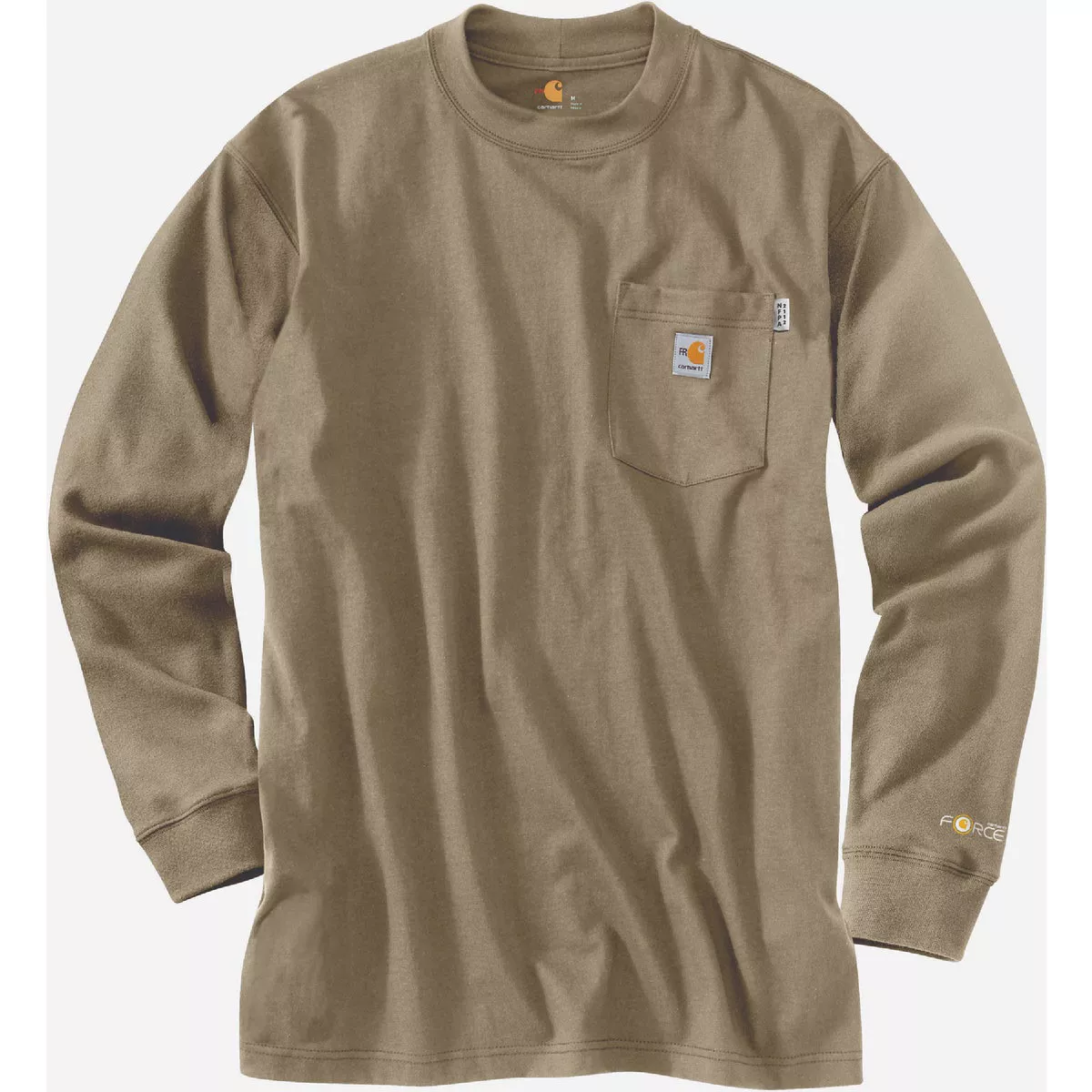 Carhartt Force Men's XL Regular Khaki Short Sleeve Flame-Resistant Cotton T-Shirt