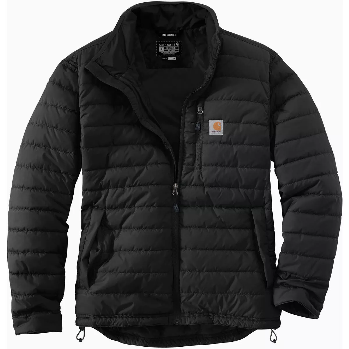 Carhartt Rain Defender Men's 3XL Regular Black Lightweight Insulated Jacket, Relaxed Fit