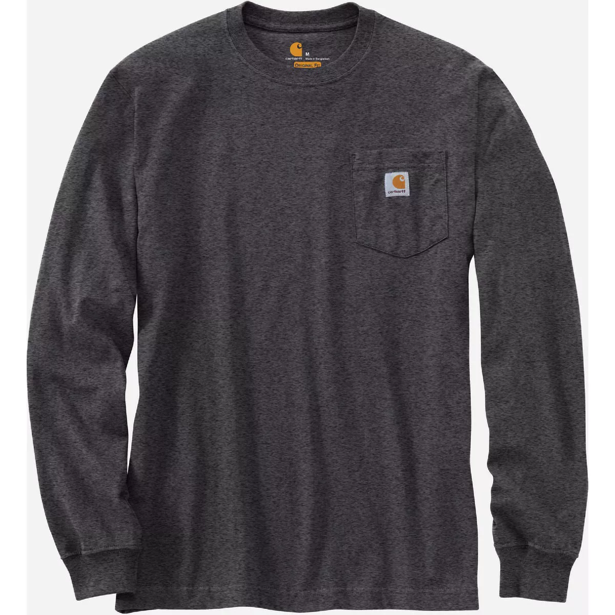 Carhartt Men's 2XL Regular Carbon Heather Heavyweight Long Sleeve Pocket T-Shirt, Loose Fit