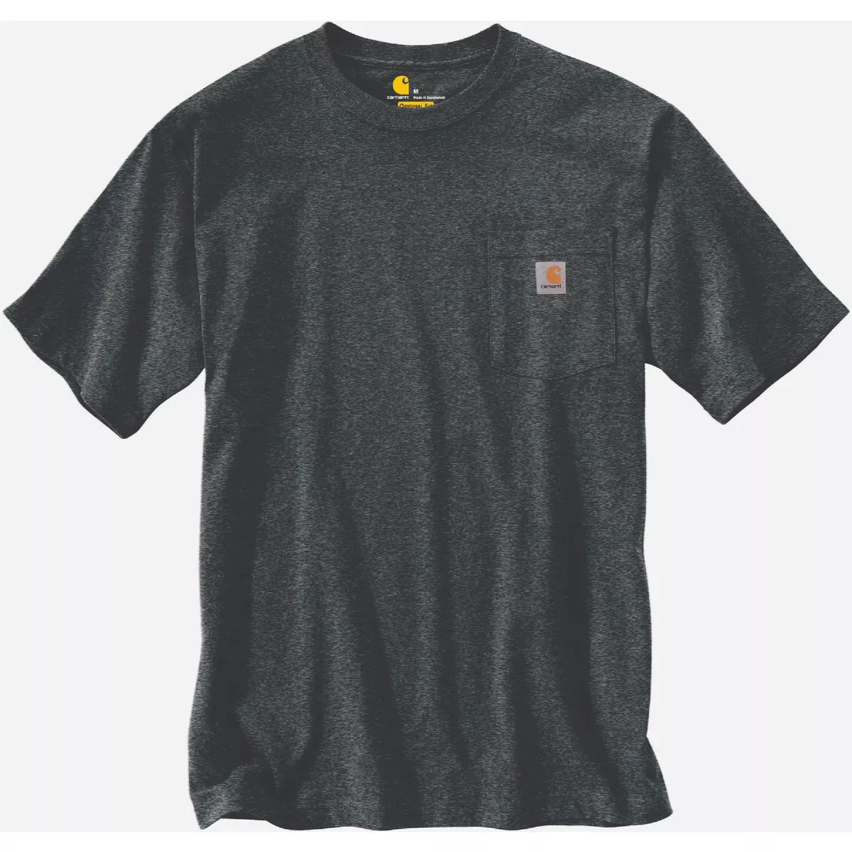 Carhartt Men's Small Regular Carbon Heather Heavyweight Short Sleeve Pocket T-Shirt, Loose Fit