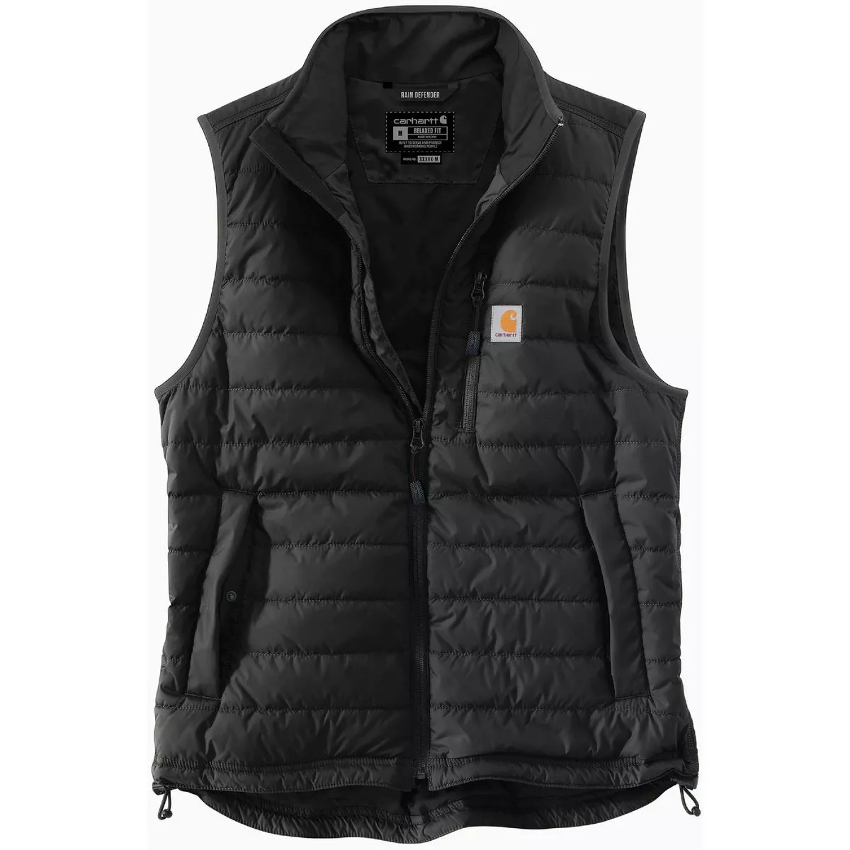 Carhartt Rain Defender Men's Medium Regular Black Lightweight Insulated Vest, Relaxed Fit