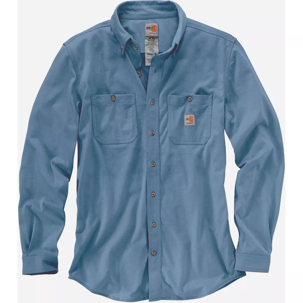 Carhartt Force Men's 2XL Regular Medium Blue Long Sleeve Flame-Resistant Cotton Hybrid Button Down Shirt