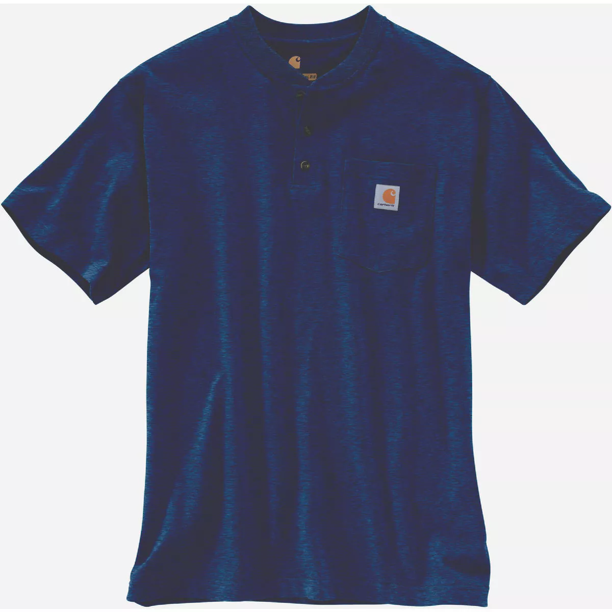 Carhartt Men's 2XL Regular Dark Cobalt Blue Heather Heavyweight Short Sleeve Pocket Henley, Loose Fit