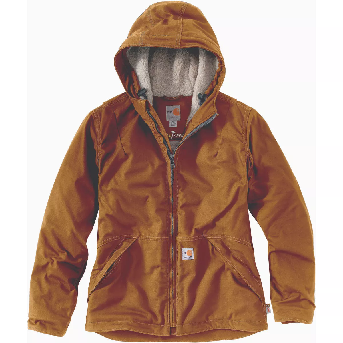 Carhartt Full Swing Women's XL Regular Brown Flame-Resistant Quick Duck Sherpa-Line Jacket